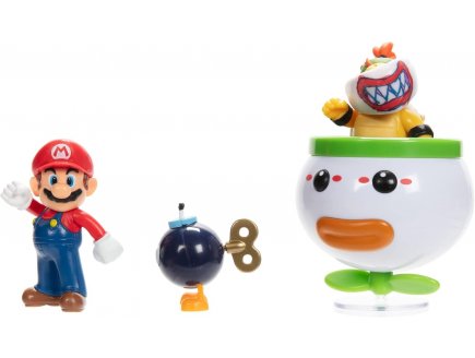 Coffret Super Mario 3 figurines : Bob-omb - Bowser Jr - Koopa Mobile et Mario - figurine et véhicule Nintendo - Jakks