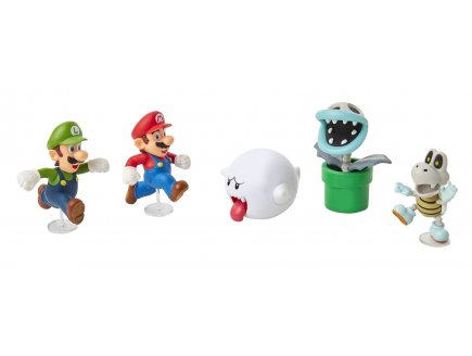 Coffret super mario 5 figurines : plante piranh'os luigi boo mario skelerex - figurine Nintendo - jakks