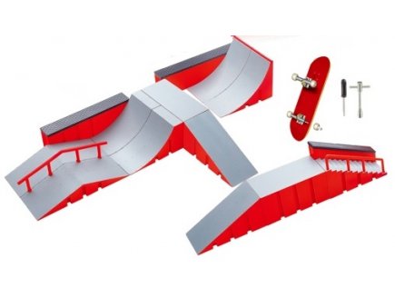Coffret x-treme skatepark : rampe + 4 mini deck skates + acessoires - mini skate a doigt 90 mm - finger - simba