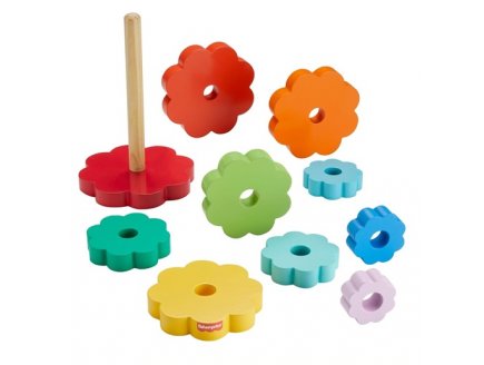 Empileur d'anneaux en bois - pyramide arc en ciel - Fisher price - hxt77 - jouet a empiler bebe