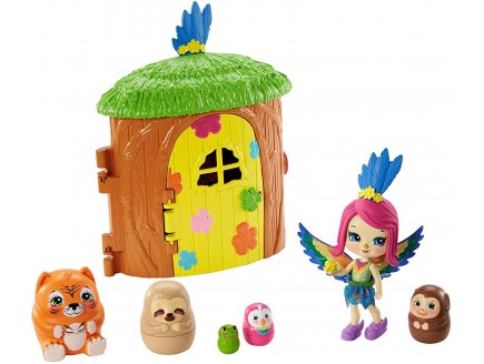 Enchantimals maison du perroquet et animaux surprises - poupee + animaux - Mattel - gtm49