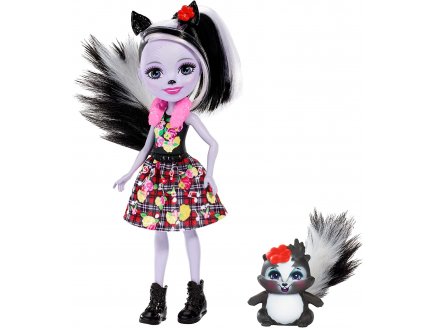 Enchantimals poupée Caper et Sage Skunk la Moufette - Figurine 15 cm - Animal - Mattel FXM72