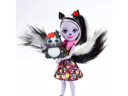 Enchantimals poupée Caper et Sage Skunk la Moufette - Figurine 15 cm - Animal - Mattel FXM72