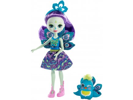 Enchantimals poupee patter peacock et flap le paon - figurine 15 cm - animal - Mattel fxm74