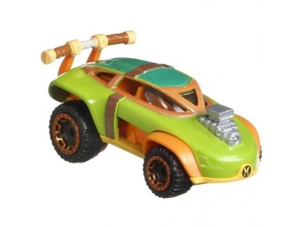 Hot wheels : tortues ninja voiture michelangelo - vehicule miniature vert et orange - tmnt - turtles - Mattel gjj05