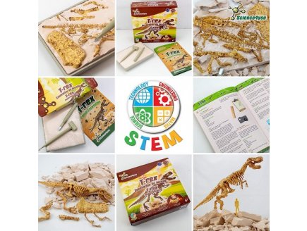 Kit de fouilles excavation t-rex - dinosaure a deterrer, fossiles, archeologie - science4you - jeu educatif