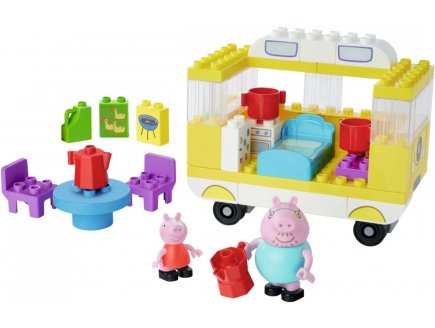 La caravane de camping peppa pig avec 2 figurines - 52 pieces - Big bloxx - jeu de construction
