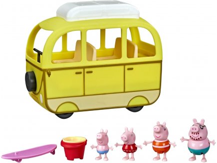 Le grand camping car jaune de peppa pig - 10 pieces - vehicule - figurine peppa le cochon - Hasbro - f3632