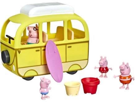 Le grand camping car jaune de peppa pig - 10 pieces - vehicule - figurine peppa le cochon - Hasbro - f3632