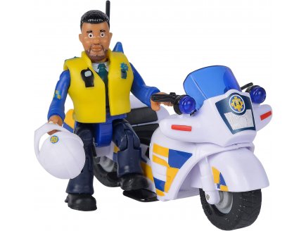 Le Moto de Police de Malcolm - Sam le Pompier - Simba - Figurine articule et accessoires