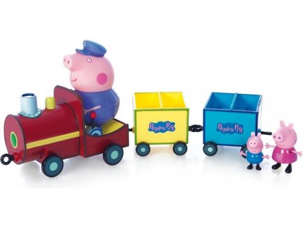 Le train de papy pig avec 3 personnages - figurines - monde imaginaire Peppa pig