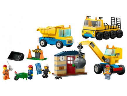 Lego city 60391 les camions de chantier et la grue a boule de demolition
