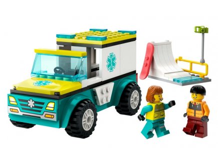 Lego city 60403 l'ambulance de secours et le snowbordeur