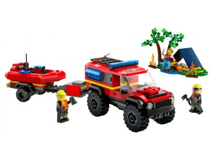 Lego city 60412 le camion de pompiers 4x4 et le canot de sauvetage