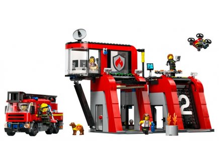 Lego city 60414 la caserne et le camion de pompiers