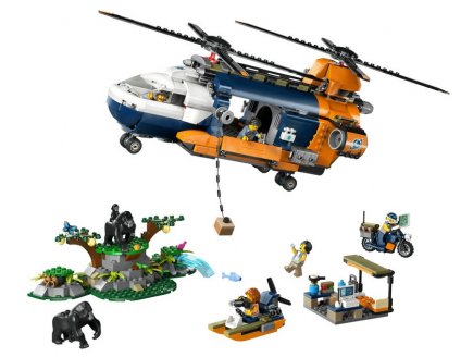 Lego city 60437 l'helicoptere de l'explorateur de la jungle au camp de base