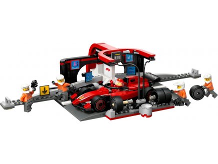 Lego city 60443 arret au stand de f1 avec voiture ferrari
