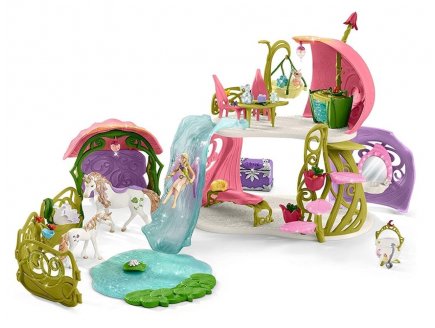 Maison fleur pailletee avec licornes, lac et ecurie - bayala - Schleich - 42445