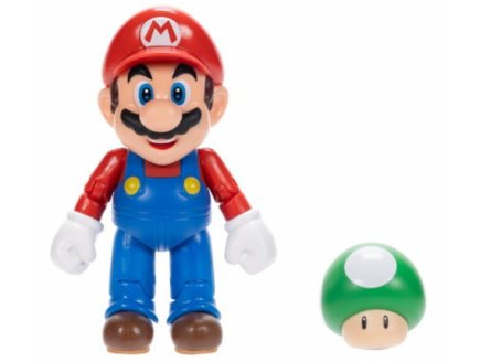 Mario avec Champignon 1UP : Figurine Super Mario 10 cm - Personnage Nintendo articulé - Jakks