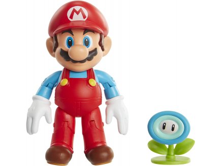 Mario de glace avec fleur de glace : figurine super mario 10 cm - figurine Nintendo articule - jakks