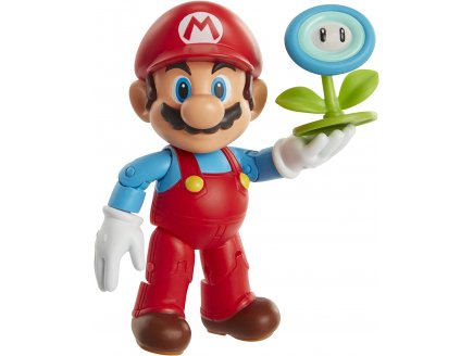 Mario de glace avec fleur de glace : figurine super mario 10 cm - figurine Nintendo articule - jakks