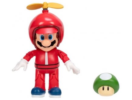 Mario helice avec champignon vert : figurine super mario 11 cm - figurine Nintendo articule - jakks