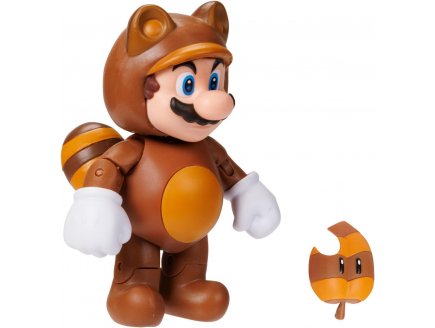 Mario tanuki avec super feuille : figurine super mario 10 cm - figurine Nintendo articule - jakks