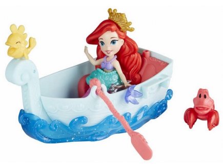 Mini princesse : ariel la petite avec sebastien et son bateau - Hasbro e0246 - disney princesses - poupee