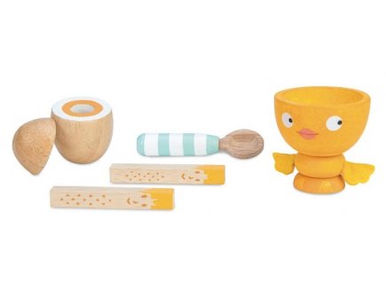 Oeuf a la coque et coquetier poussin en bois - Le toy van - tv315 - dinette