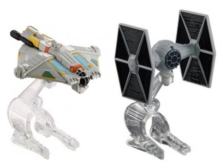 Pack de 2 vaisseaux star wars tie fighter et ghost 6.5cm - hot wheels - Mattel - dlp58