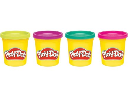 Pack de 4 pots de pate à modeler Couleurs Vives Play-Doh - Hasbro - G0689 - Jeu créatif