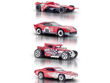 Pack de 5 v�hicules rouges Hot Wheels : Collector 80 ans  - Mattel - JGK08 - Set voitures miniatures