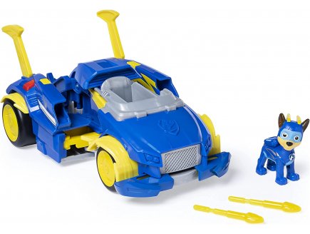 Pat patrouille chase avec voiture de police transformable - figurine chien - paw patrol mighty pups super paws - Spin master