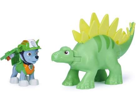 Pat Patrouille Dino Rescue Rocky et son Stégosaure + dinosaure mystère - Figurine chien - Spin master - 20129715
