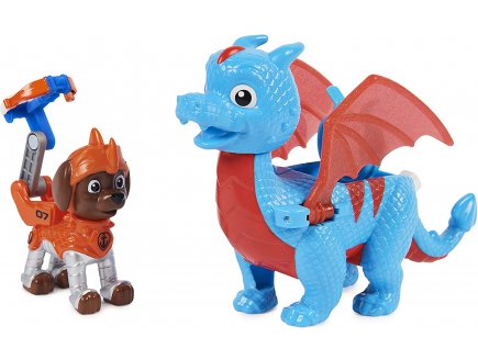 Pat patrouille knights rescu zuma et dragon ruby bleu et orange - figurine chien - paw patrol - Spin master - 20135930