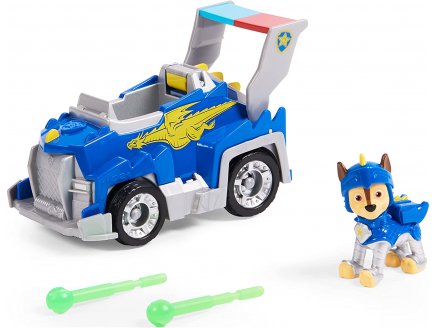 Pat Patrouille Knights Rescue : Chase et sa voiture de police - Figurine chien - véhicule de luxe - Spin master - 20135917