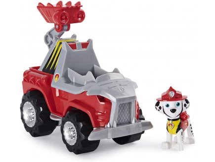 Pat Patrouille Marcus et son 4 x 4 tout terrain pompier + Dinosaure mystere - figurine chien - Dino Rescue