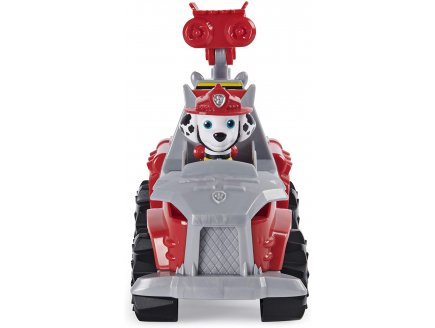 Pat Patrouille Marcus et son 4 x 4 tout terrain pompier + Dinosaure mystere - figurine chien - Dino Rescue