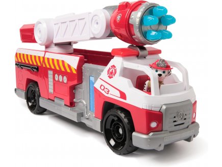 Pat patrouille Marcus + Grand camion de pompier 51 cm avec effet sonore et lumineux et grand échelle + Chien Marcus + Véhicule - Paw Patrol - Spin Master