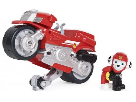 Pat patrouille moto pups : marcus avec sa moto a retrofriction - figurine chien - vehicule de luxe - paw patrol - Spin master