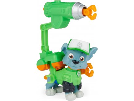 Pat patrouille rocky avec son et sac a dos transportable - figurine chien - paw patrol the movie - Spin master - 20130482
