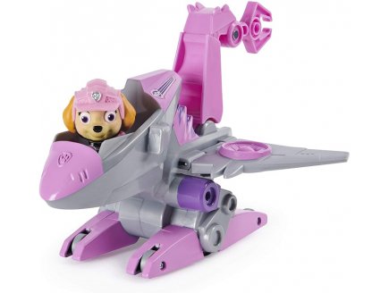 Pat Patrouille Stella et son avion + Dinosaure mystère - Figurine chien - Dino Rescue