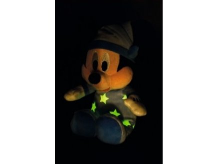PELUCHE MICKEY AVEC ETOILES PHOSPHORESCENTES 25 CM DISNEY - DOUDOU BLEU BRILLE DANS LA NUIT - NICOTOY