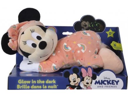 Peluche minnie phosphorescente orange 33 cm Disney - brille dans la nuit - nicotoy