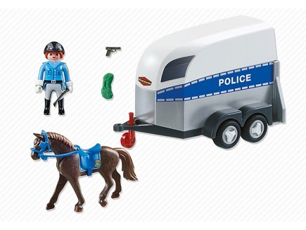 Playmobil city action 6922 policiere avec cheval et remorque