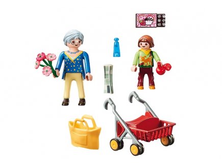 Playmobil city hopital 70194 petite fille et grand-mere