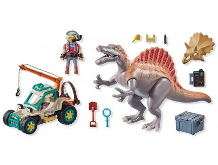 Playmobil Dinos 71820 Spinosaure, chercheur et v�hicule � grue pivotante