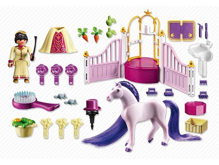 Playmobil princesse 6855 ecurie avec cheval a coiffer et princesse