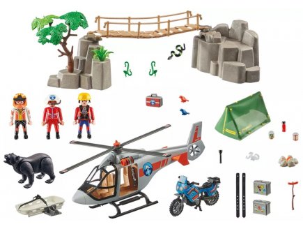 Playmobil rescue action 70663 unites de secouristes avec helicoptere