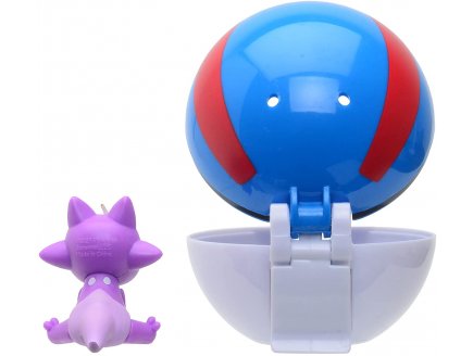 POKEMON CLIP 'N' GO : TOXIZAP ET SA  SUPERBALL - FIGURINE ET SUPER BALL - TOMY 37423